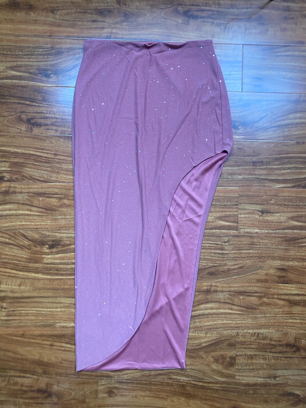 NWT New Parthea Women's Mauve Sparkle Asymmetrical Skirt Size Large Party Girly